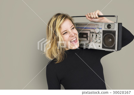 Caucasian Lady Jukebox Music Concept Caucasian Lady Jukebox Music Concept 30028167