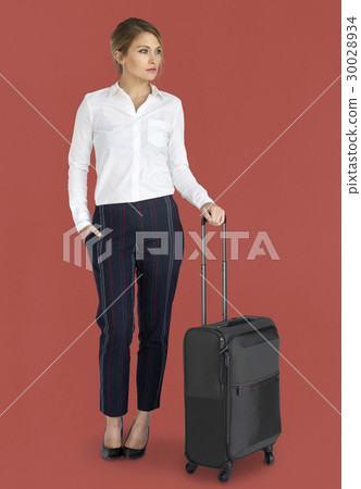 Businesswoman Passenger Traveling Vacation Suitcase Concept Businesswoman Passenger Traveling Vacation Suitcase Concept 30028934