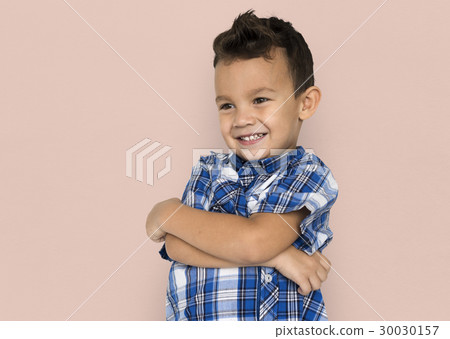 Little Boy Folding Arms Smiling Little Boy Folding Arms Smiling 30030157