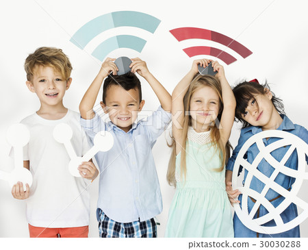 Children Connection Internet Wifi World Studio Portrait Children Connection Internet Wifi World Studio Portrait 30030288