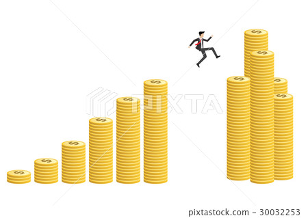 young businessman jump to increasing coin 30032253