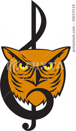 Great Horned Owl Head Musical Note Great Horned Owl Head Musical Note 30033516