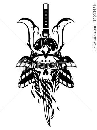 Skull in the samurai helmet 30035486