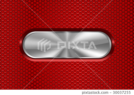 Metal brushed oval button on red perforated Metal brushed oval button on red perforated 30037255