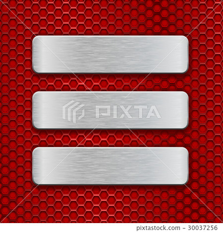 Metal rectangular brushed plates on red perforated Metal rectangular brushed plates on red perforated 30037256