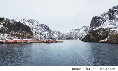 Traditional red cabins of Norway Traditional red cabins of Norway 30037286