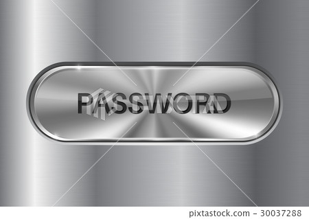 Metal oval button on stainless steel background Metal oval button on stainless steel background 30037288