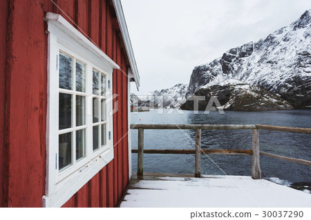 Traditional red cabins of Norway Traditional red cabins of Norway 30037290