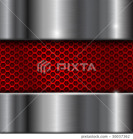 Metal brushed background with red perforation - Stock Illustration ...
