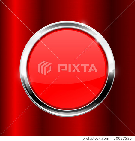 Red button with metal frame on red background - Stock Illustration ...