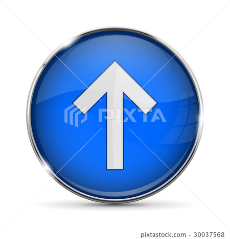 Blue UP button with white arrow. Shiny 3d icon - Stock Illustration ...