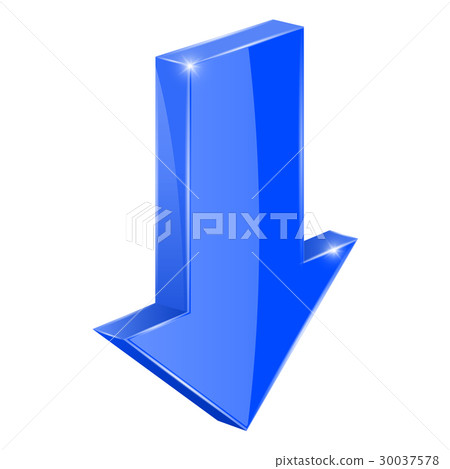 Blue DOWN arrow. 3d web icon - Stock Illustration [30037578] - PIXTA
