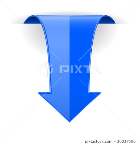 Blue DOWN arrow. Web 3d icon 30037596