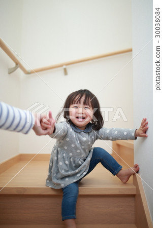 Stair Child (Infant Infant Child 1 year old 1 year old mischievous kid child child mother parent and child secure) Stair Child (Infant Infant Child 1 year old 1 year old mischievous kid child child mother parent and child secure) 30038084