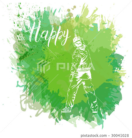 Graffiti guy makes street art on wall 30041028