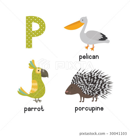 Cute Children Zoo Alphabet P Letter Tracing Of Stock Illustration