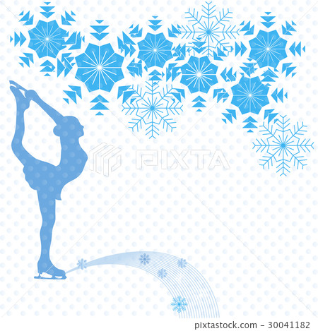 Girl figure skater on ice surrounded by snowflakes Girl figure skater on ice surrounded by snowflakes 30041182