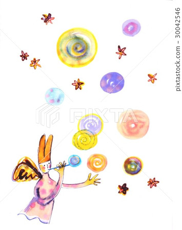 Fairy blowing soap bubbles 30042546