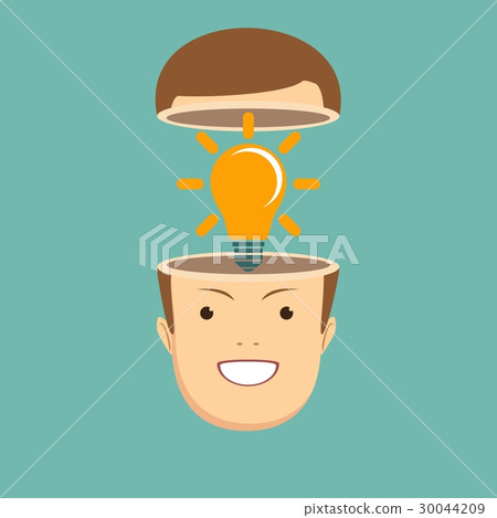 A Caucasian businessman has a bright idea A Caucasian businessman has a bright idea 30044209