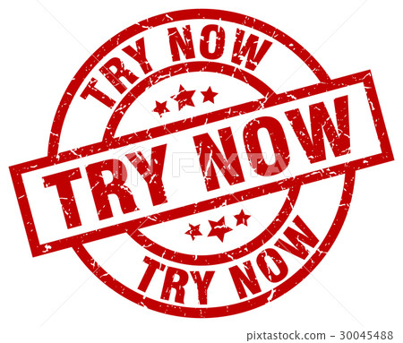 try now round red grunge stamp 30045488