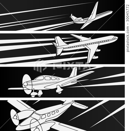 Horizontal banner of large and small aircraft. 30045772