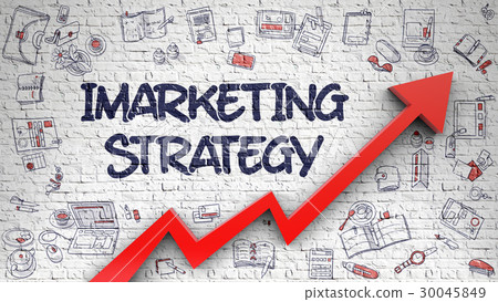 Imarketing Strategy Drawn on White Wall. 3d. Imarketing Strategy Drawn on White Wall. 3d. 30045849