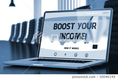 Boost Your Income on Laptop in Meeting Room. 3d. Boost Your Income on Laptop in Meeting Room. 3d. 30046149