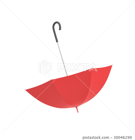 3d rendering of an open red umbrella with a black 30046299