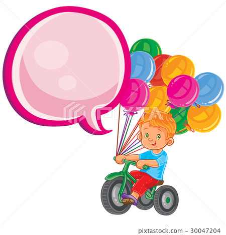 Vector small boy ride tricycle with balloons 30047204