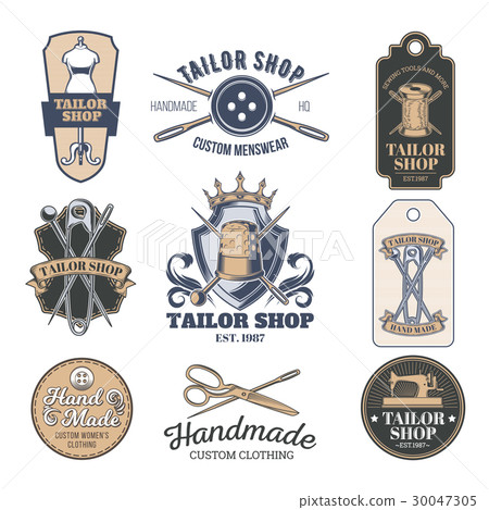 Set of tailor emblem, signage - Stock Illustration [30047305] - PIXTA