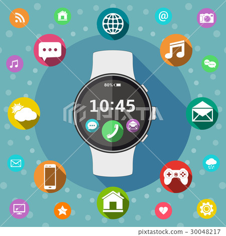 Smart watch with icons flat design 30048217