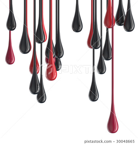 3D red and black glossy paint drop blobs 30048665