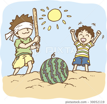 西瓜分裂在沙灘上 西瓜分裂在沙灘上 30052119