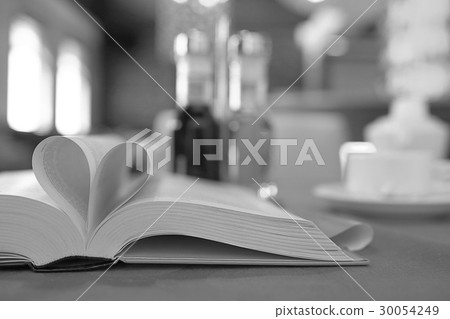 heart from pages of the book concept love tea coffee 30054249