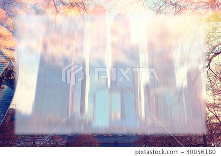 toned background blur city skyscrapers Moscow 30056180