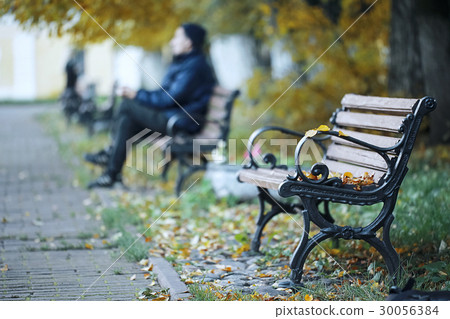 Benches in the autumn park 30056384