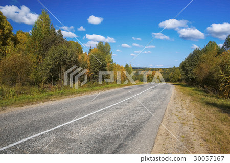 Empty road through the forest Empty road through the forest 30057167