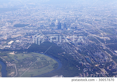 View of the city from the height of the flight 30057870