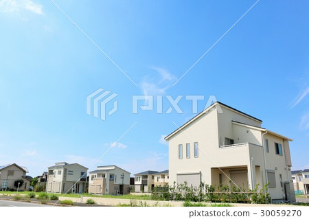 New town in blue sky Beautiful newly built house New town in blue sky Beautiful newly built house 30059270