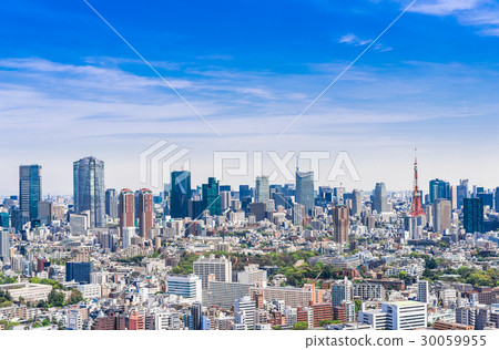 Tokyo Tower and the streets around Minato-ku 30059955