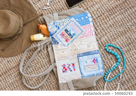 Set of summer items. Girl essentials with mobile 30060293
