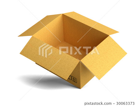 Open empty packing carton box stands on corner Open empty packing carton box stands on corner 30063373