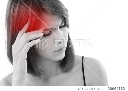stressed woman suffering from headache stressed woman suffering from headache 30064183