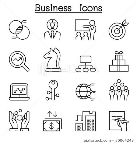 Business icon set in thin line style - Stock Illustration [30064242 ...