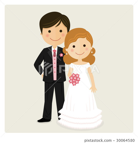 Illustration Of Happy Just Married 插圖素材 圖庫