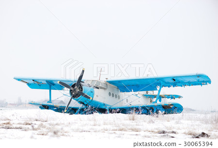 Old biplane on the ground 30065394
