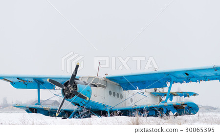 Old biplane on the ground Old biplane on the ground 30065395