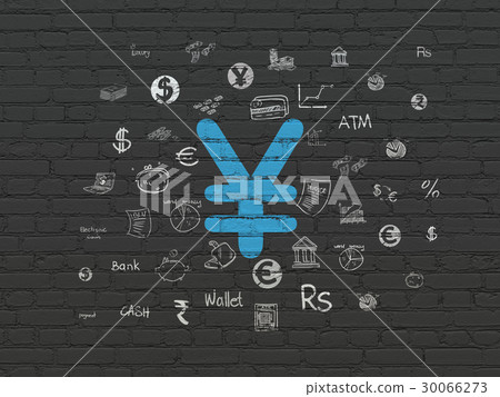 Banking concept: Yen on wall background 30066273