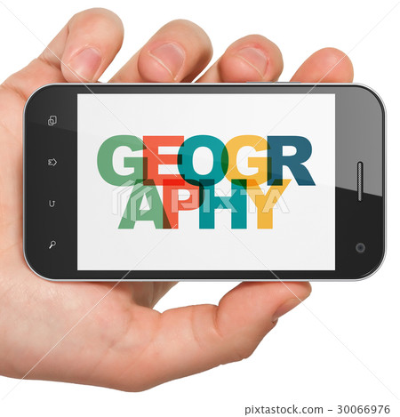 Science concept: Hand Holding Smartphone with 30066976