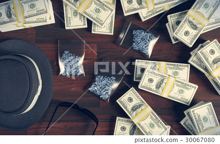 Illegal business drugs and dollars, drug dealer 30067080